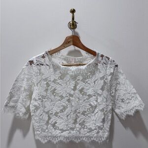 White Floral Lace Crop Top